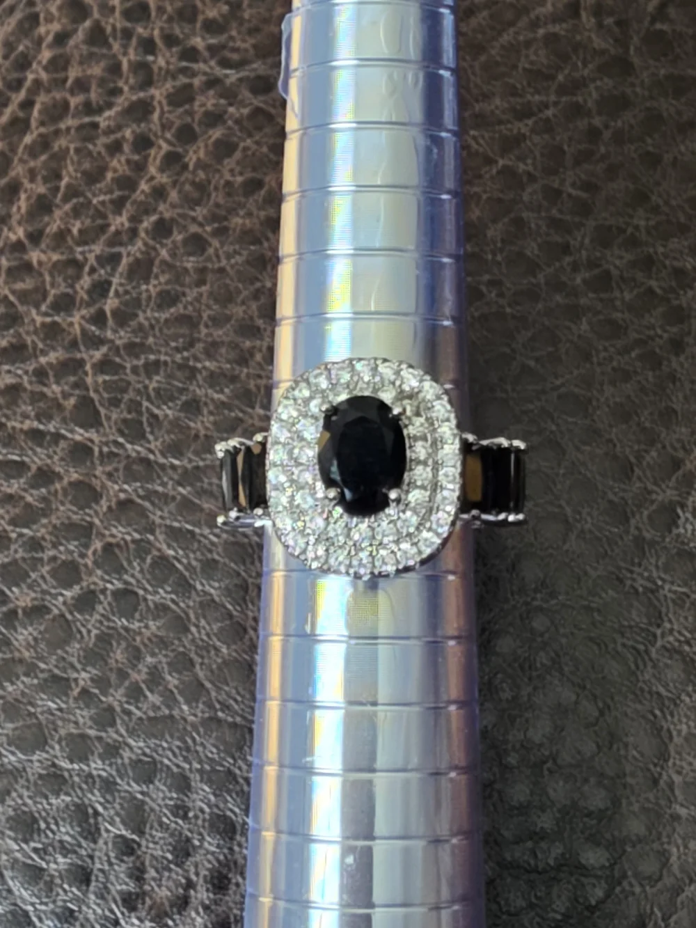Black and Silver Halo Cocktail Ring - Women Jewelry Size 7